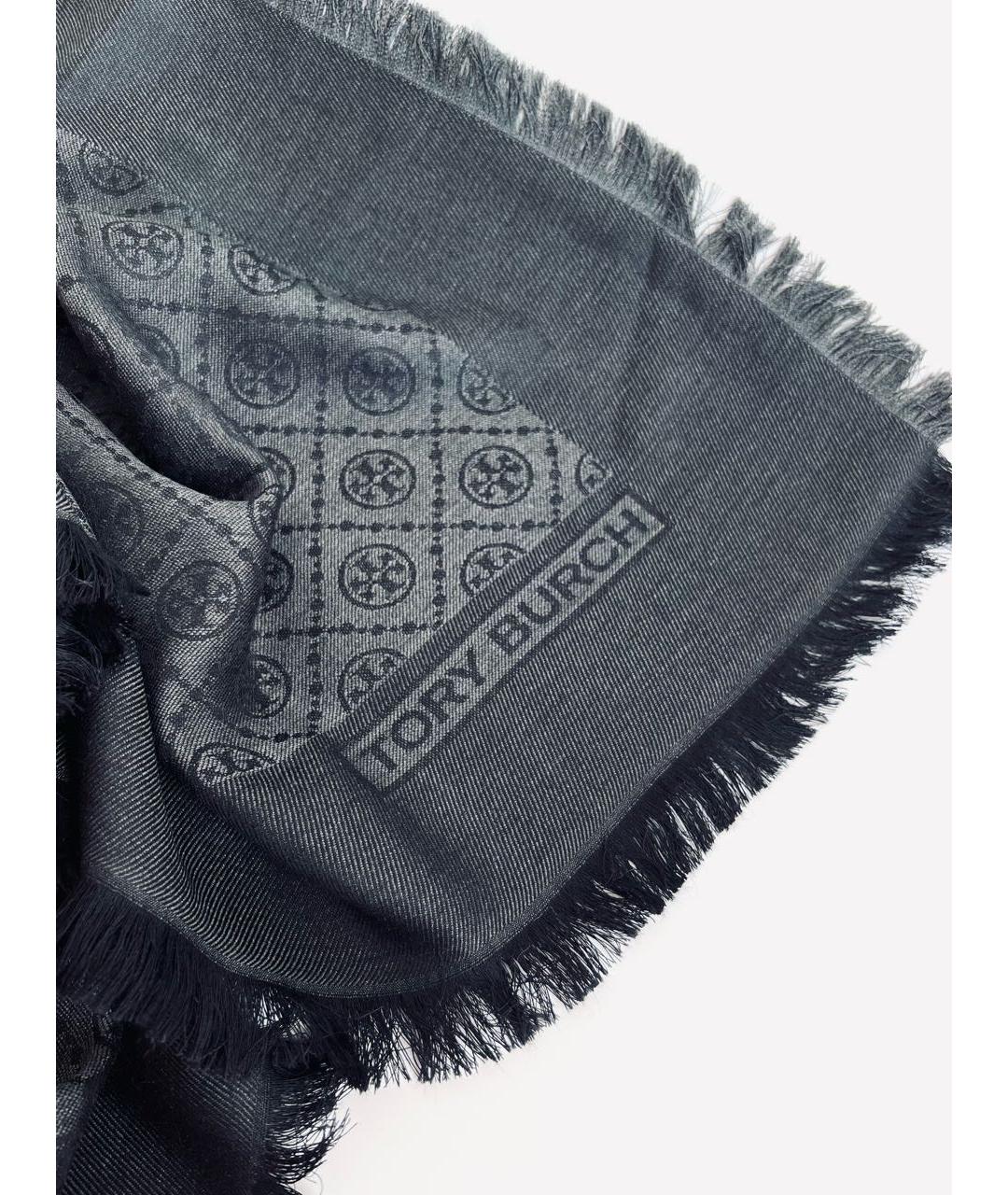 TORY BURCH Черный шерстяной платок, фото 5