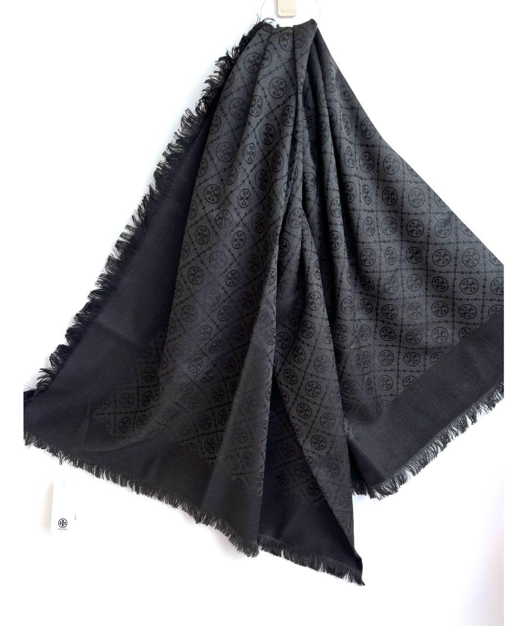 TORY BURCH Черный шерстяной платок, фото 8