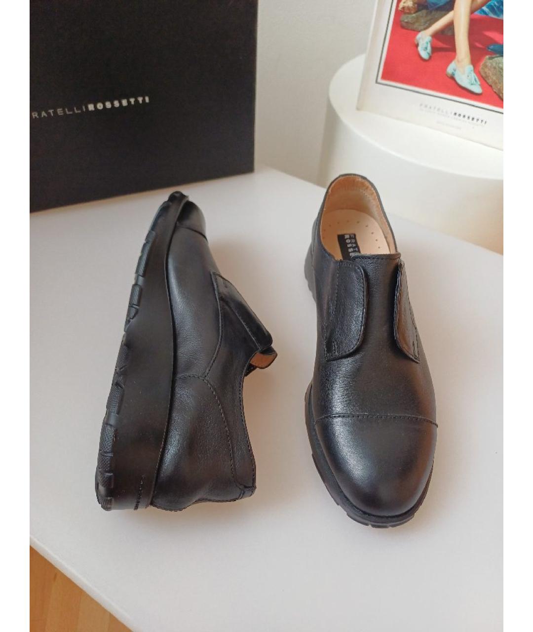 FRATELLI ROSSETTI Черные кожаные слипоны, фото 4