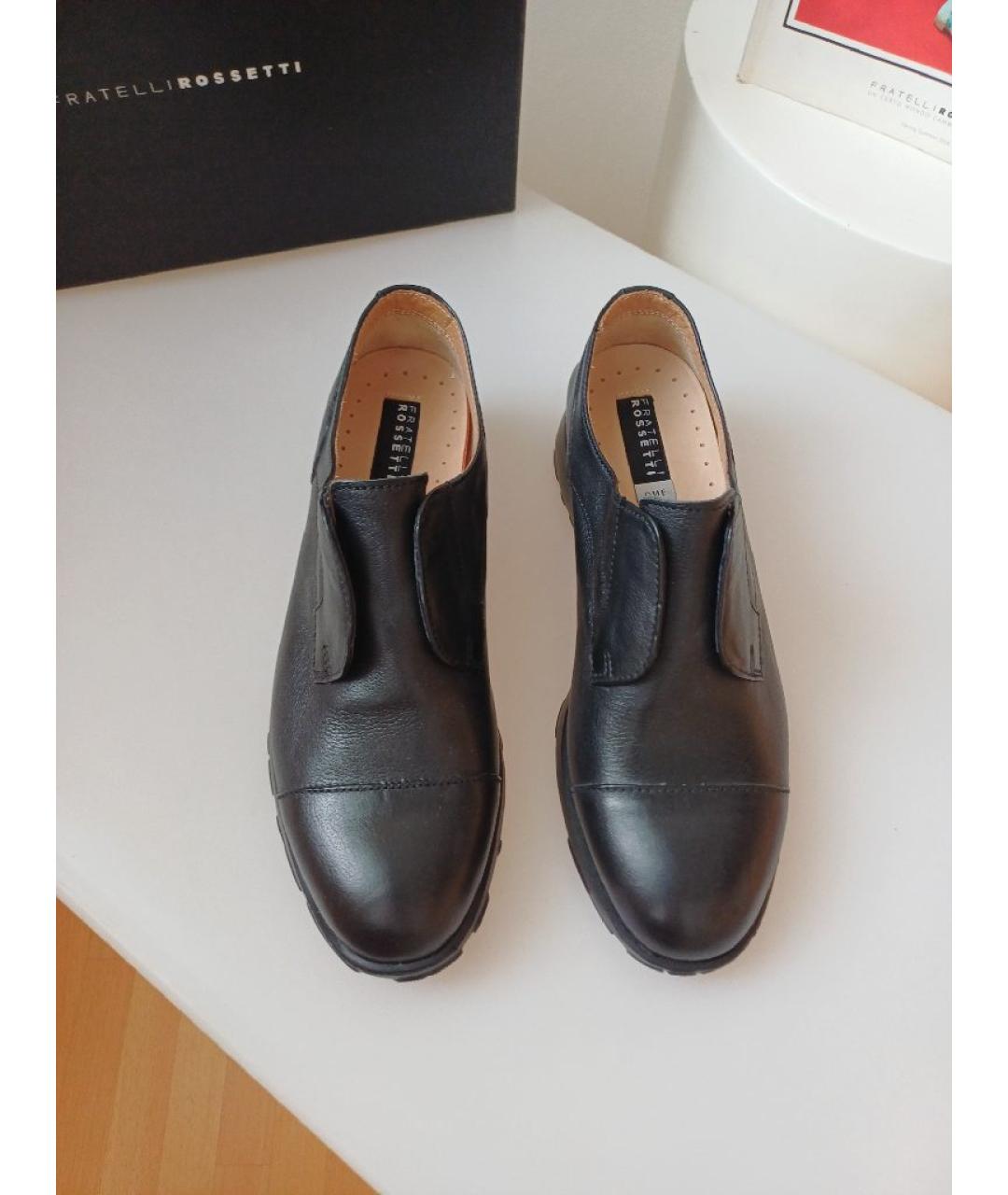 FRATELLI ROSSETTI Черные кожаные слипоны, фото 6