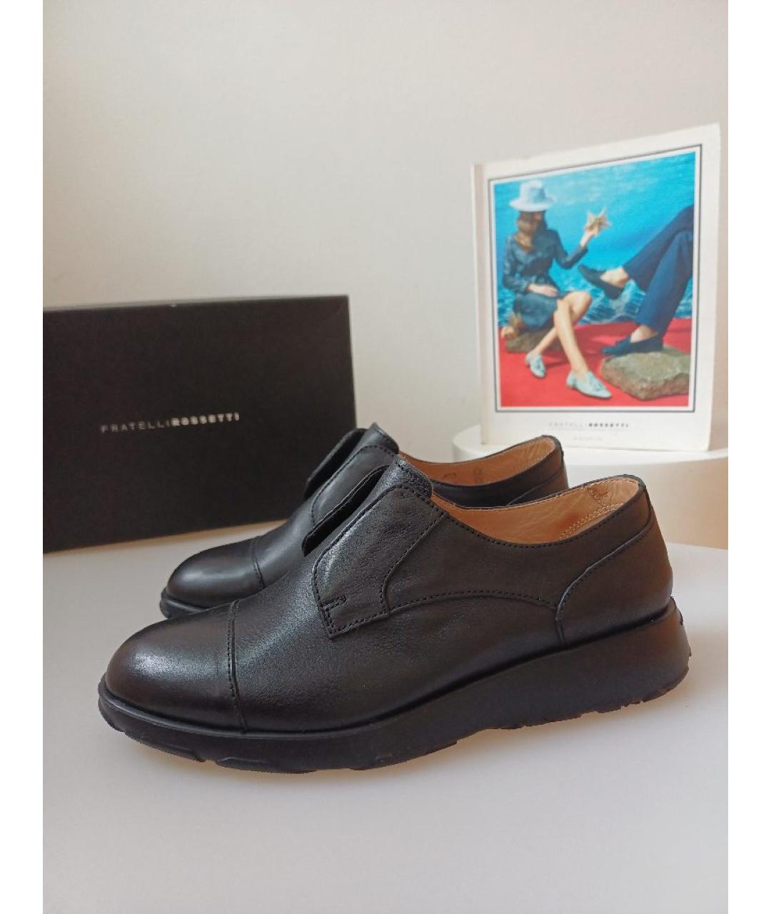 FRATELLI ROSSETTI Черные кожаные слипоны, фото 2