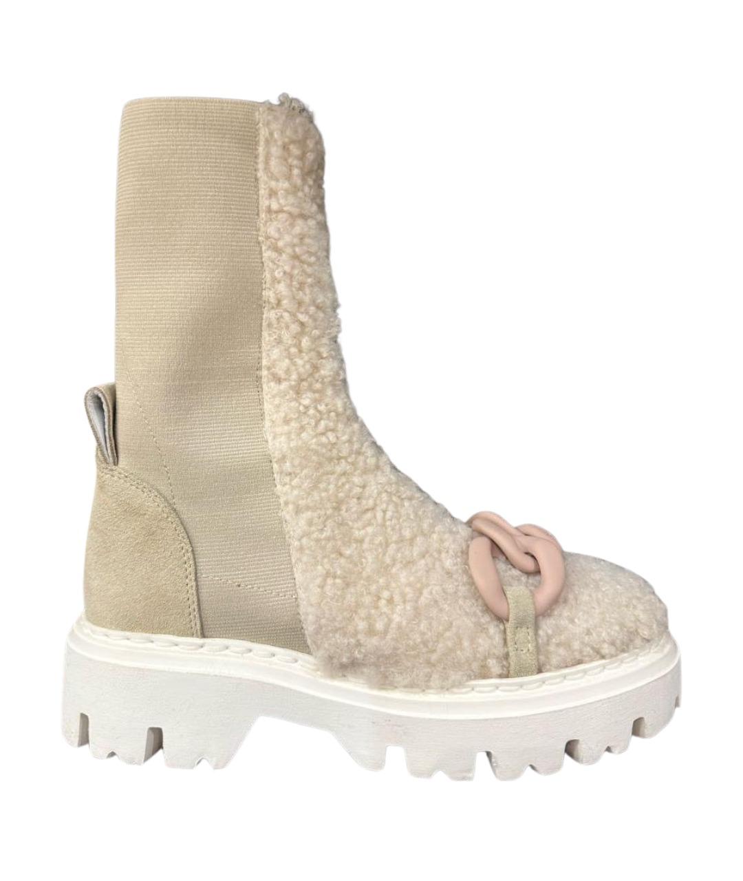 NO. 21 Бежевые синтетические полусапоги, фото 1