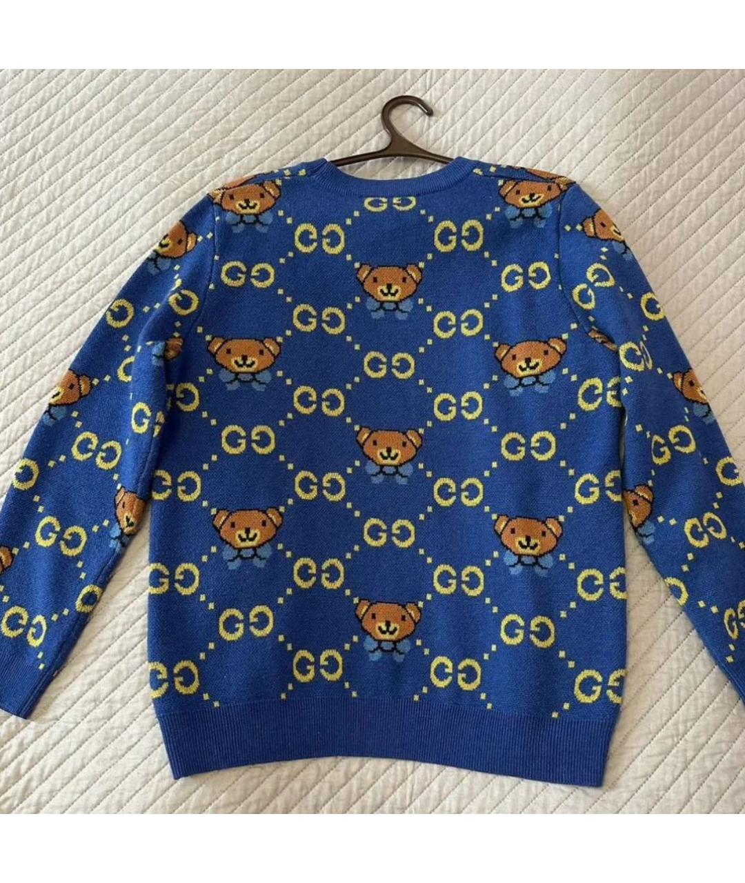 GUCCI Синий шерстяной джемпер / свитер, фото 3
