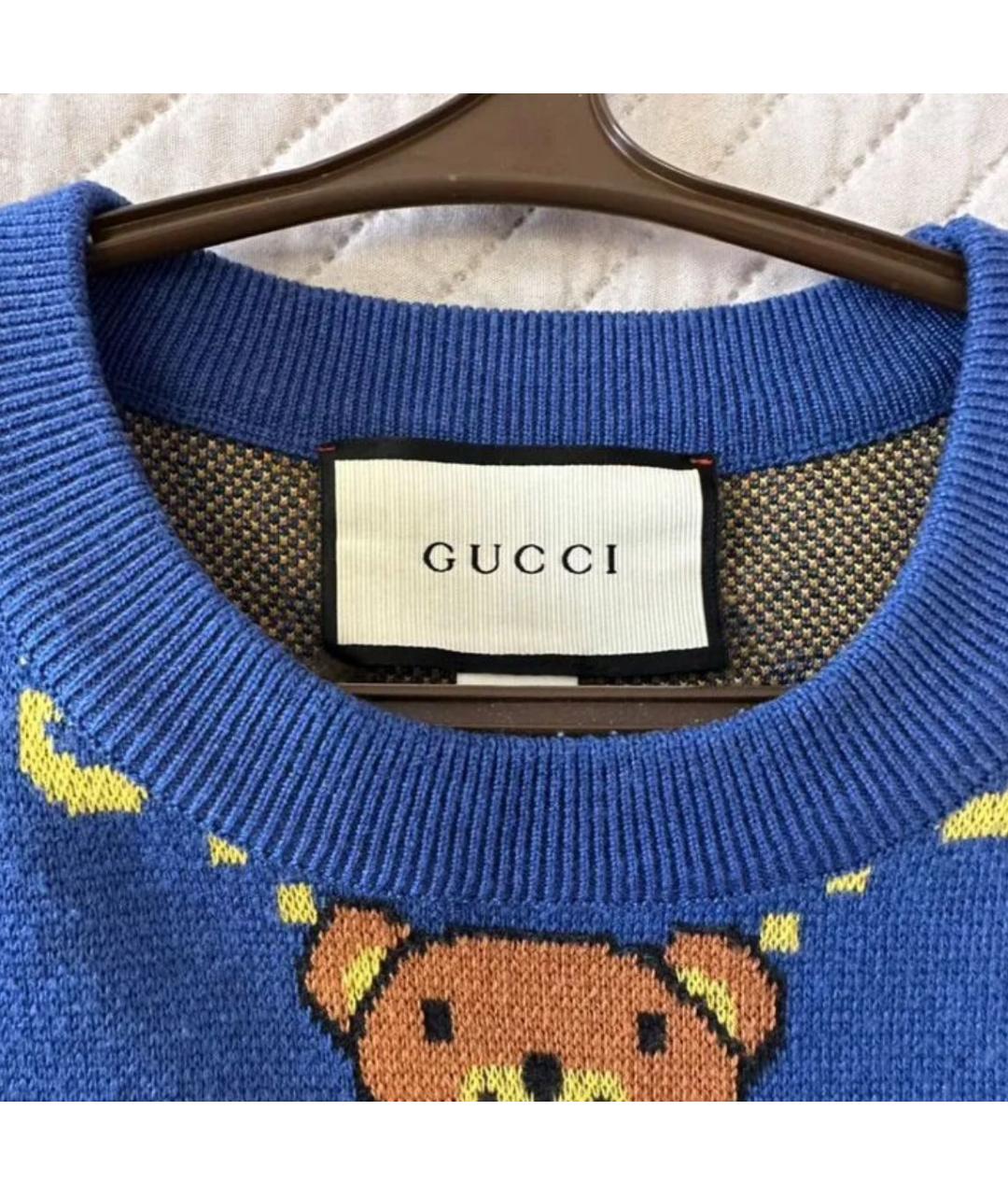 GUCCI Синий шерстяной джемпер / свитер, фото 4