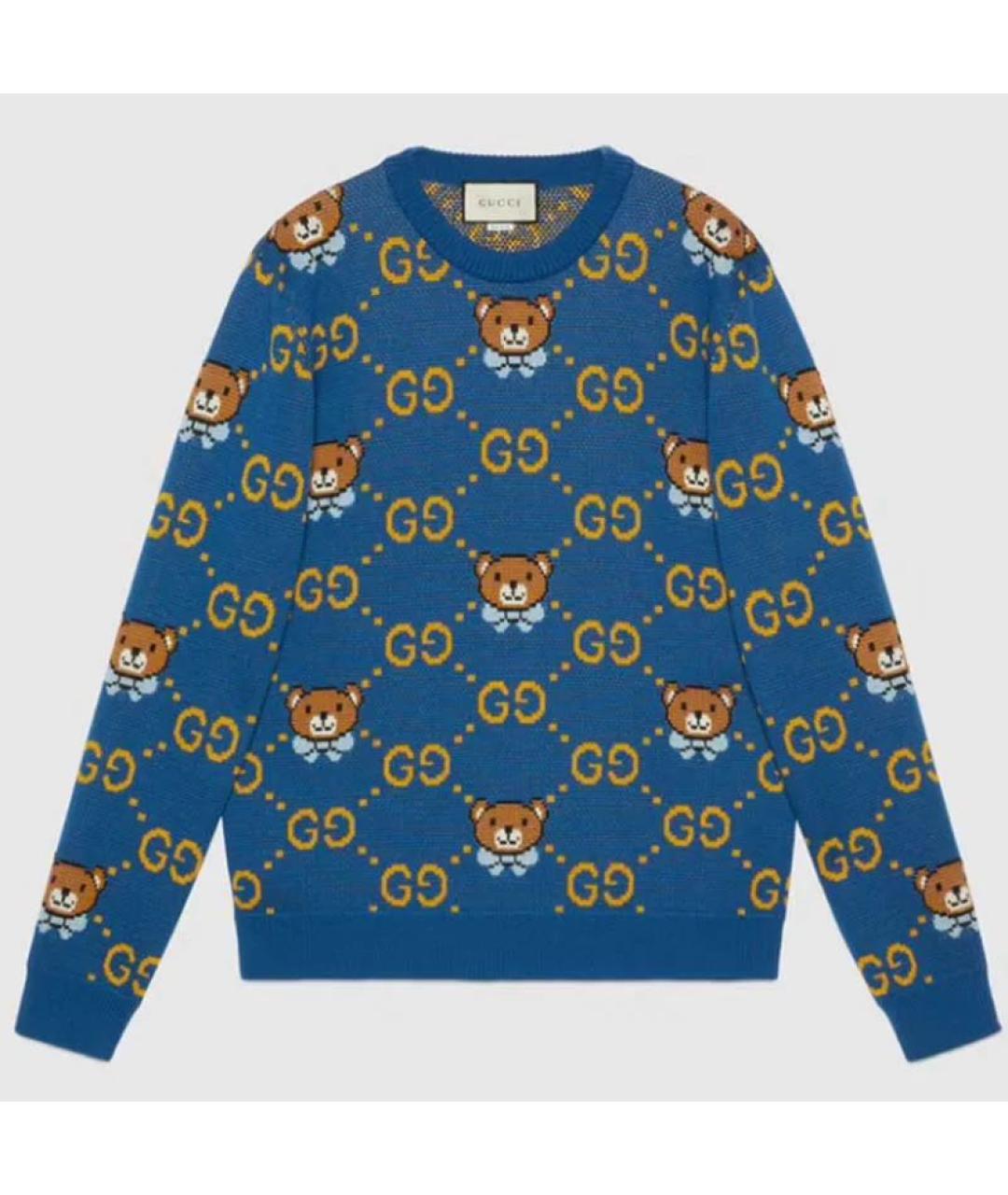 GUCCI Синий шерстяной джемпер / свитер, фото 2