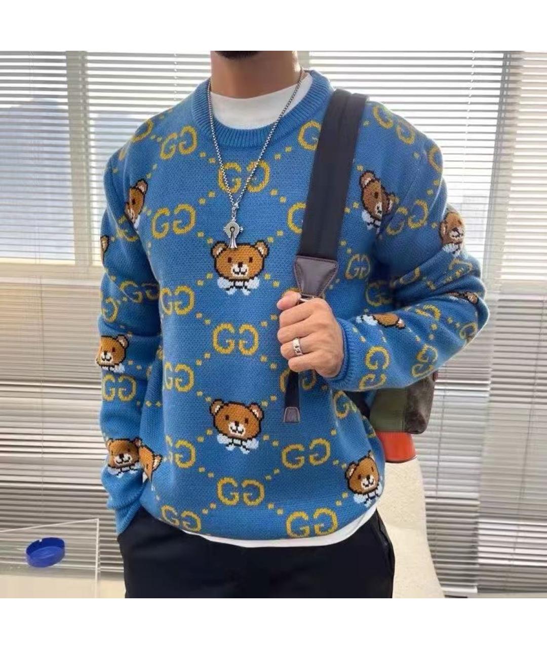 GUCCI Синий шерстяной джемпер / свитер, фото 8