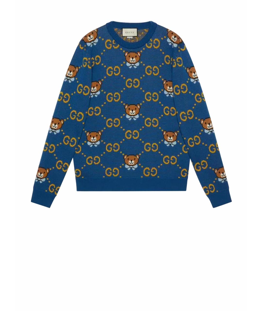 GUCCI Синий шерстяной джемпер / свитер, фото 1