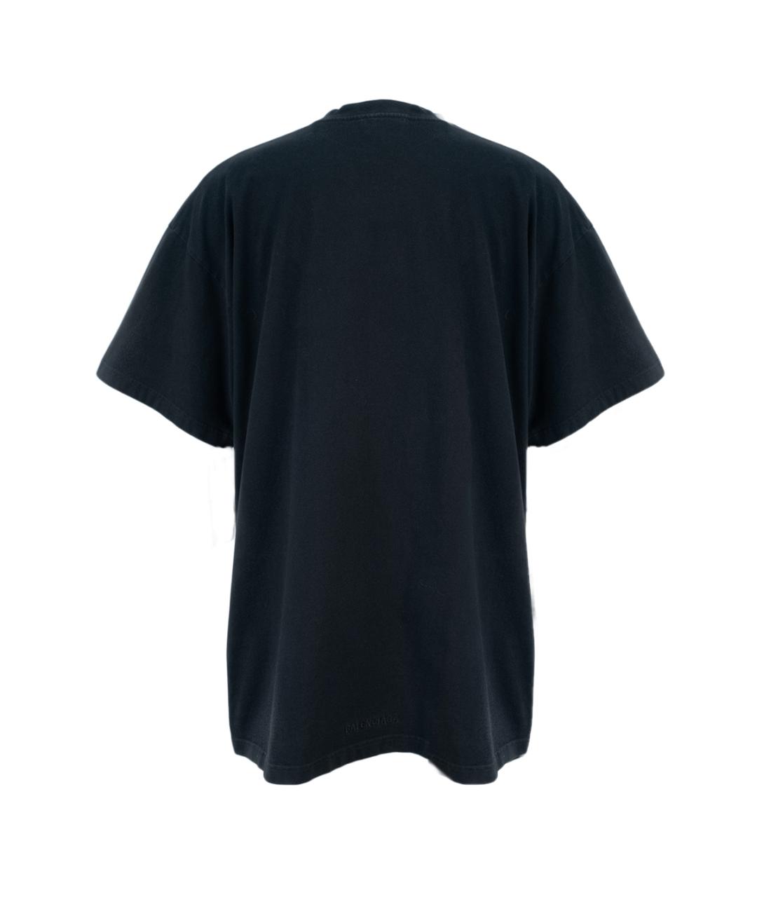 BALENCIAGA Черная хлопковая футболка, фото 2
