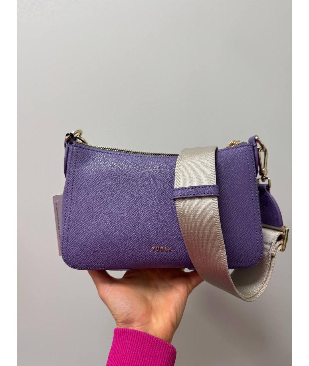 FURLA Фиолетовая кожаная сумка через плечо, фото 4
