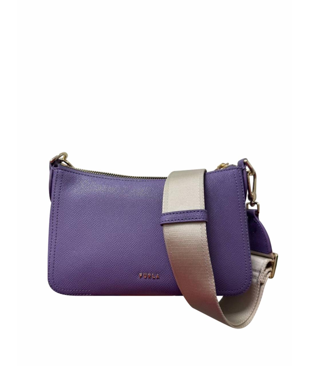 FURLA Фиолетовая кожаная сумка через плечо, фото 1