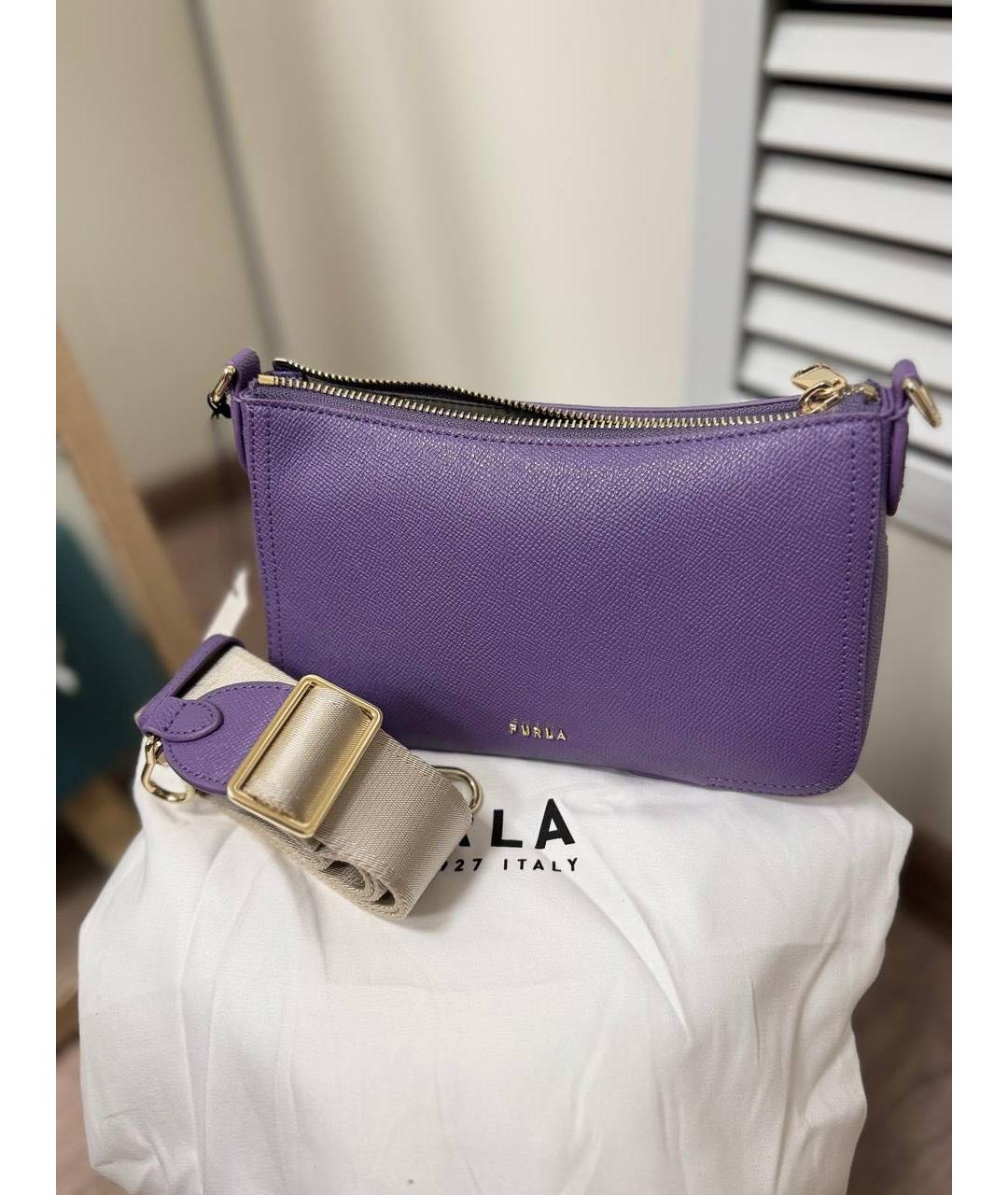 FURLA Фиолетовая кожаная сумка через плечо, фото 2
