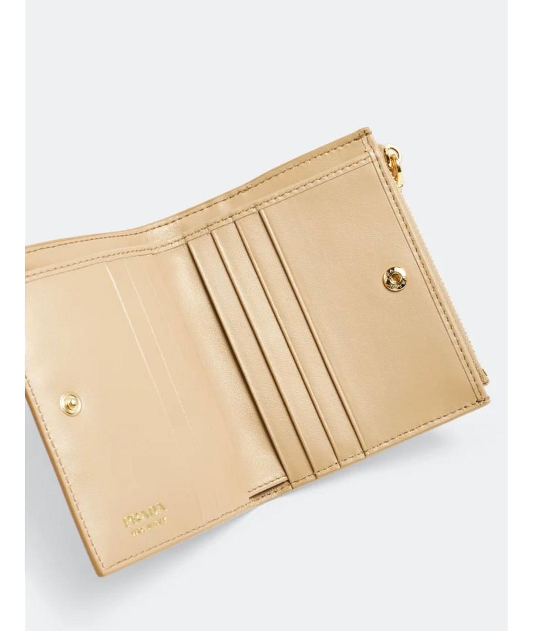 PRADA Бежевый кожаный кошелек, фото 4