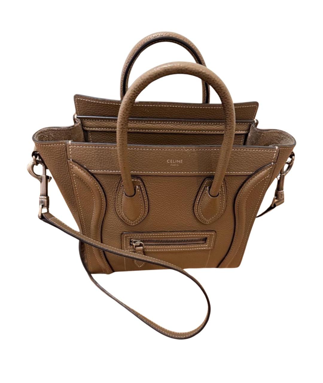 CELINE Коричневая кожаная сумка через плечо, фото 1