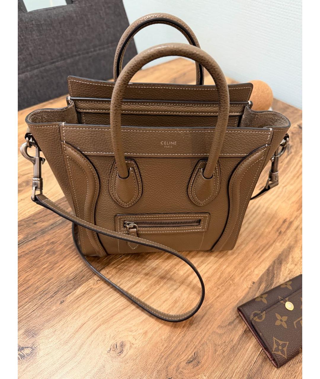 CELINE Коричневая кожаная сумка через плечо, фото 6