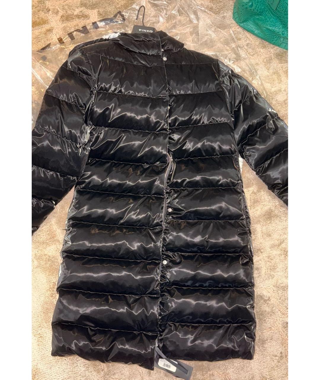 PINKO Черный полиуретановый пуховик, фото 7