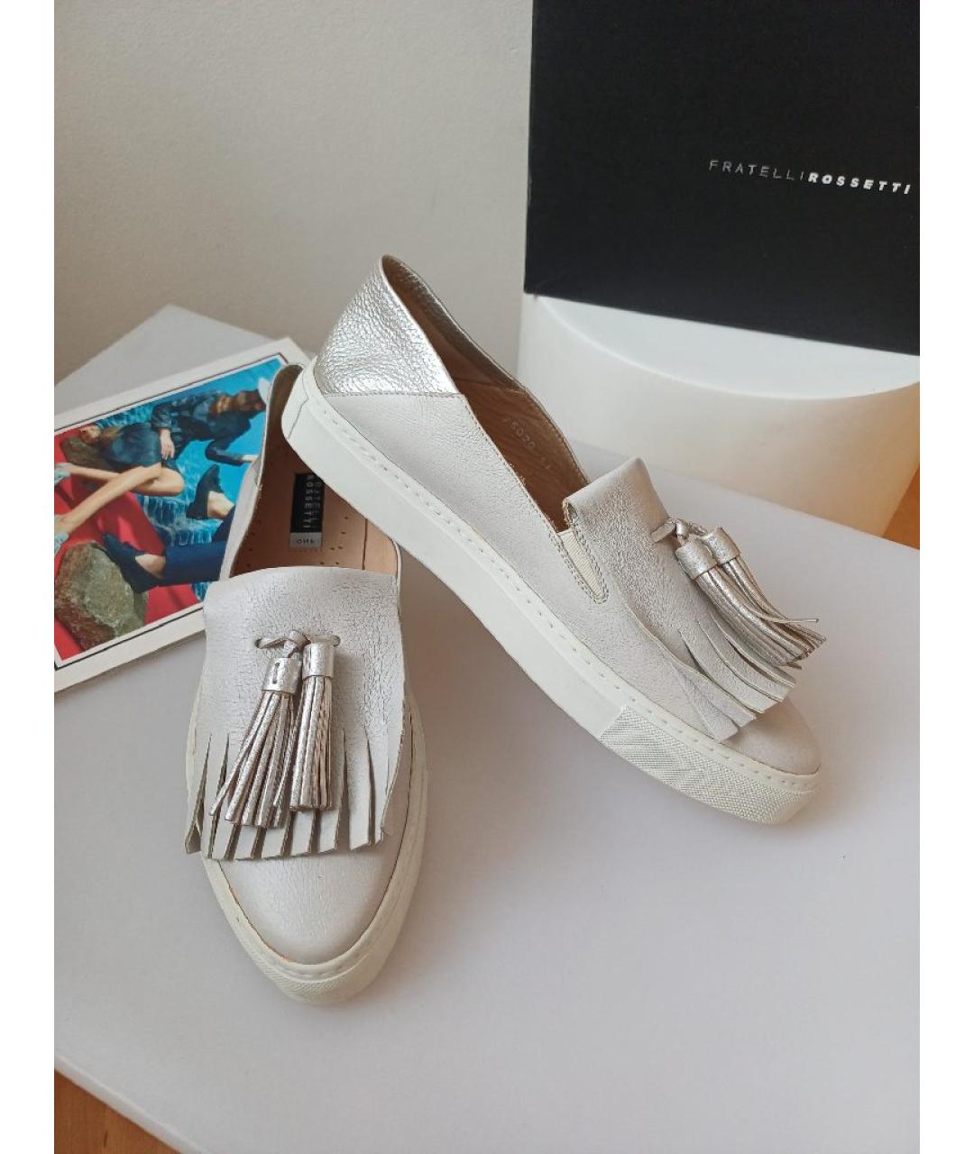 FRATELLI ROSSETTI Серые кожаные слипоны, фото 2