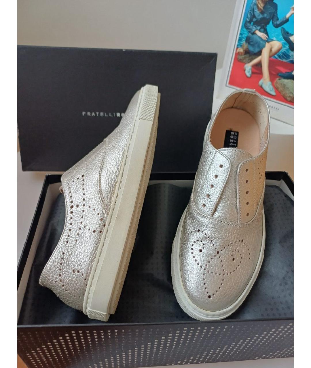 FRATELLI ROSSETTI Серебряные кожаные слипоны, фото 4