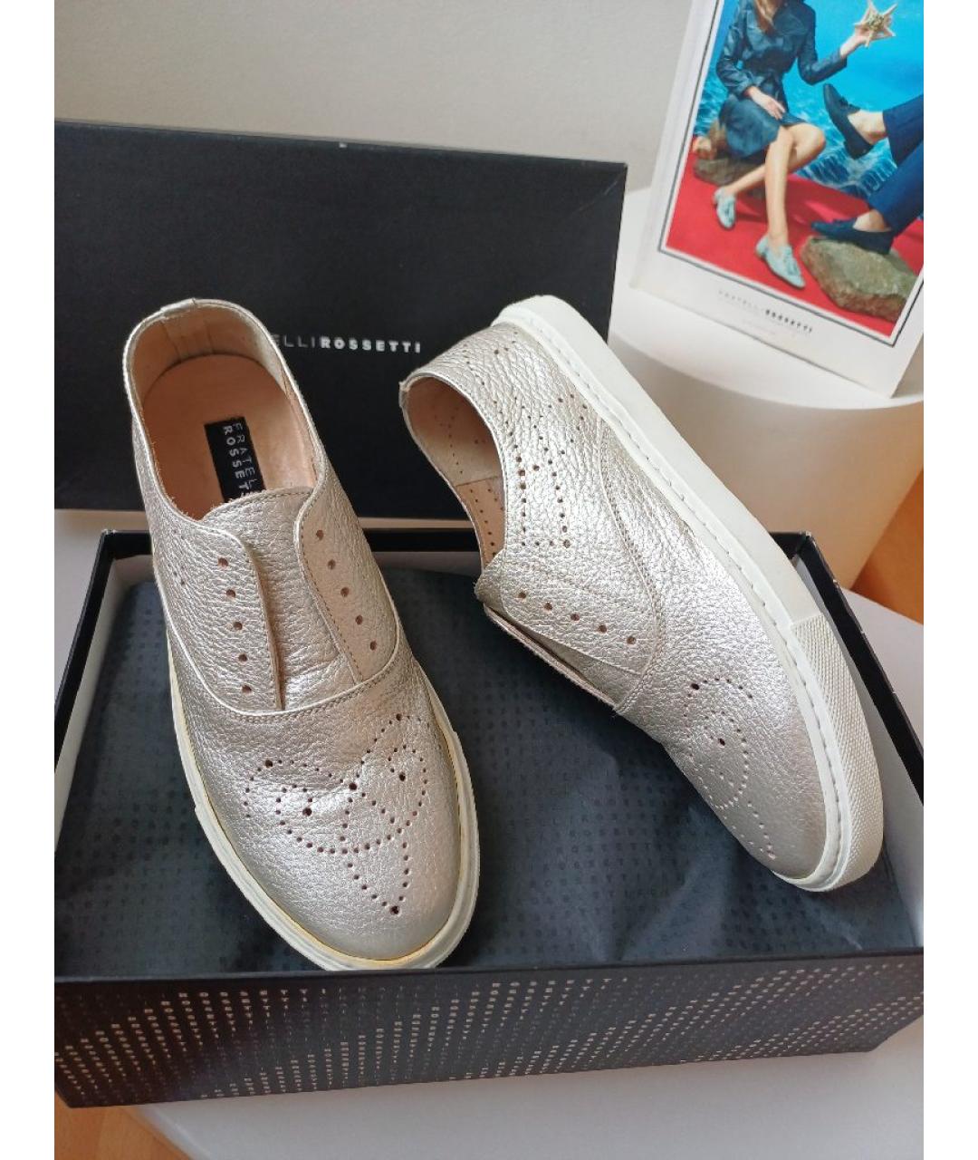 FRATELLI ROSSETTI Серебряные кожаные слипоны, фото 3