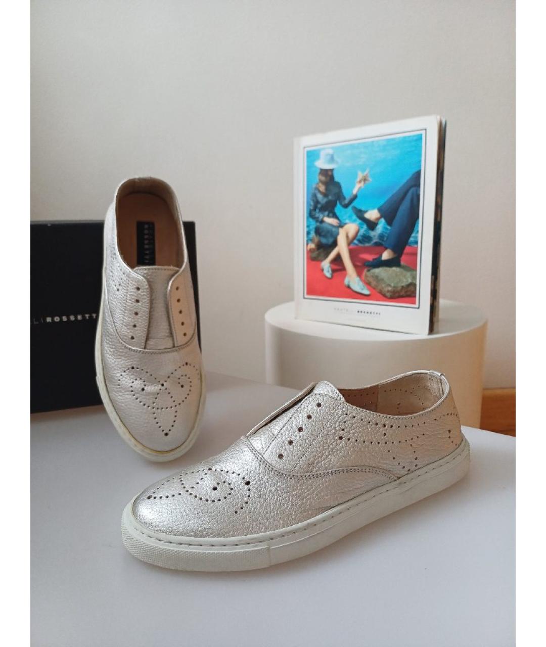 FRATELLI ROSSETTI Серебряные кожаные слипоны, фото 6