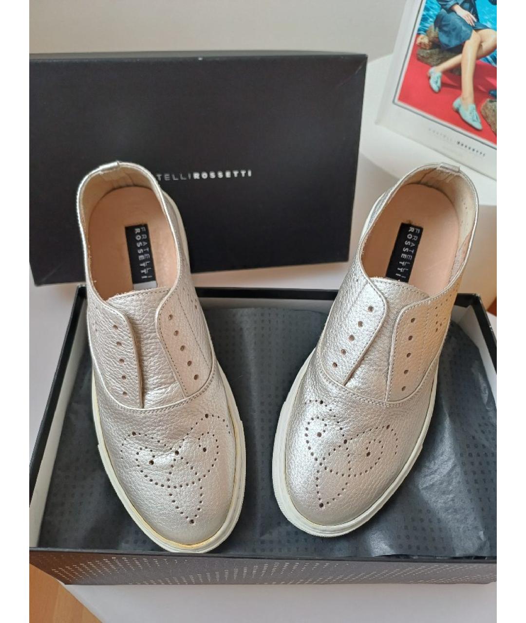 FRATELLI ROSSETTI Серебряные кожаные слипоны, фото 5