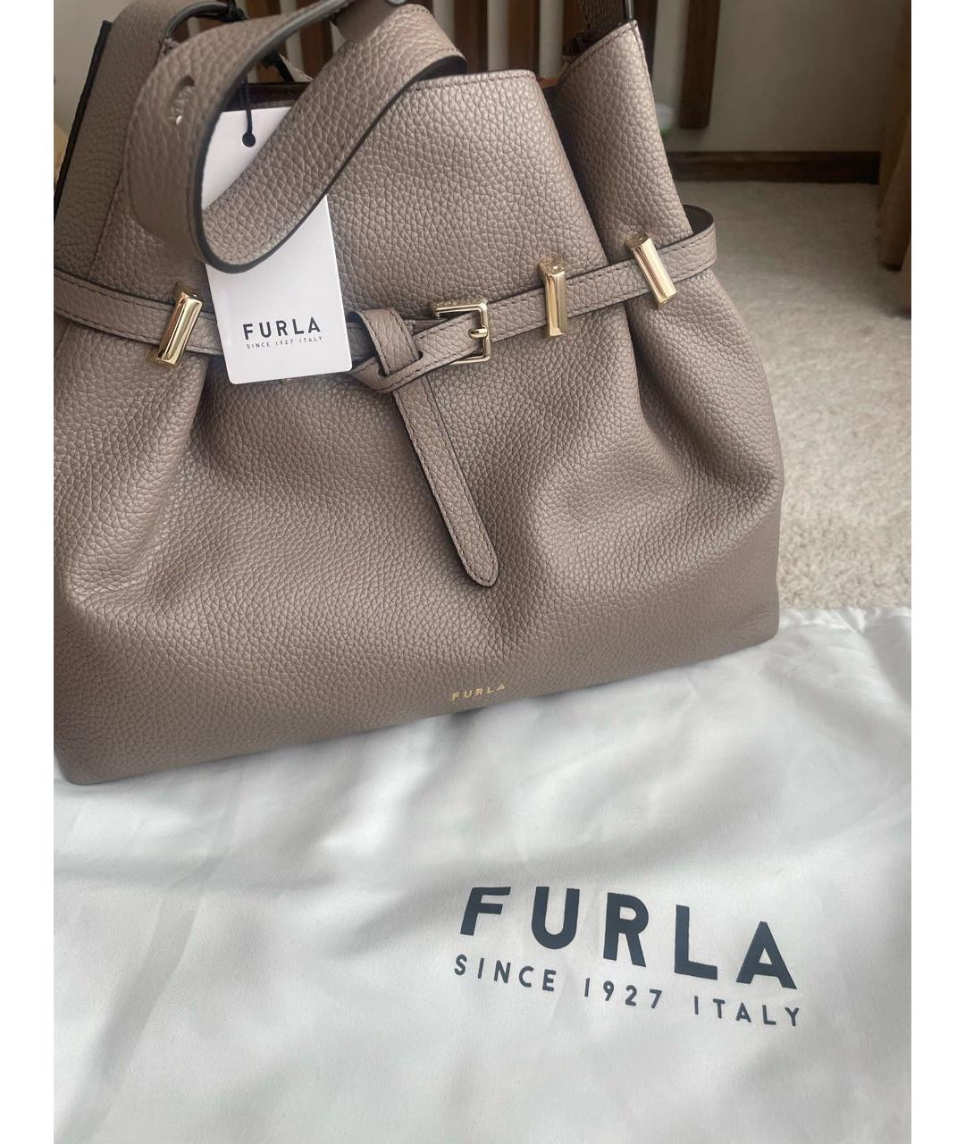FURLA Серая кожаная сумка тоут, фото 7