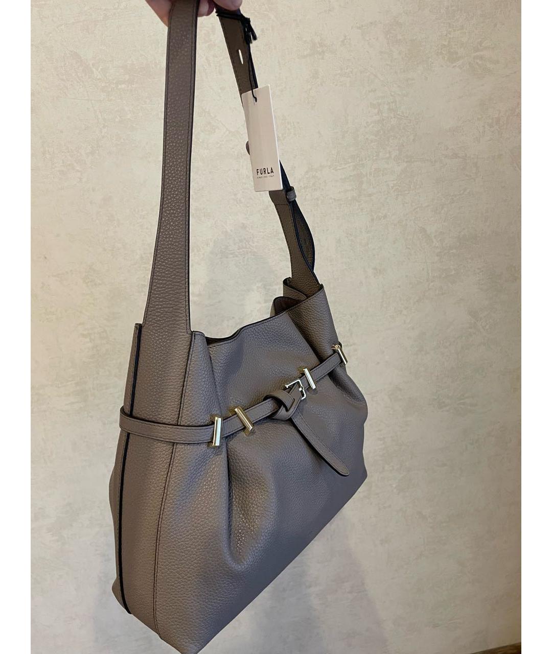 FURLA Серая кожаная сумка тоут, фото 2