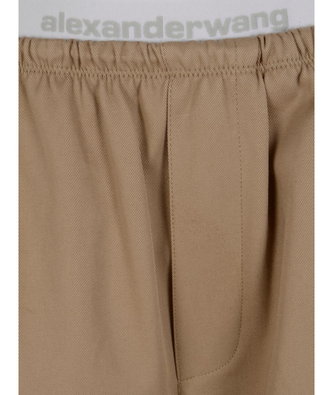 ALEXANDER WANG Бежевые хлопковые прямые брюки, фото 3
