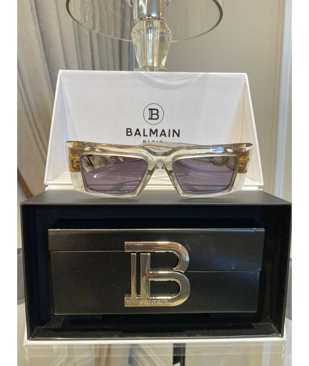 BALMAIN Золотые пластиковые солнцезащитные очки, фото 4