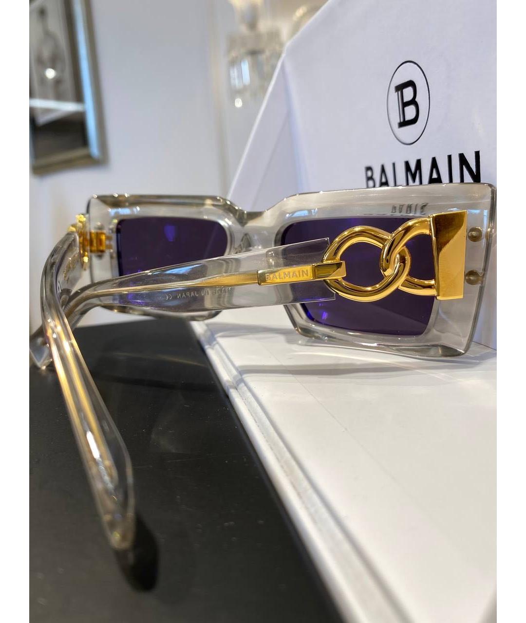 BALMAIN Золотые пластиковые солнцезащитные очки, фото 3