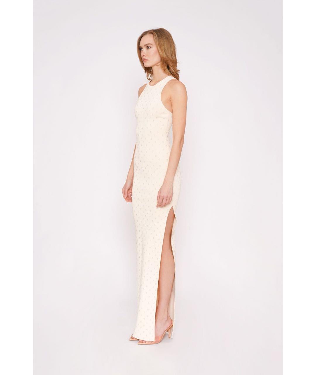 ELISABETTA FRANCHI Бежевое вискозное вечернее платье, фото 4