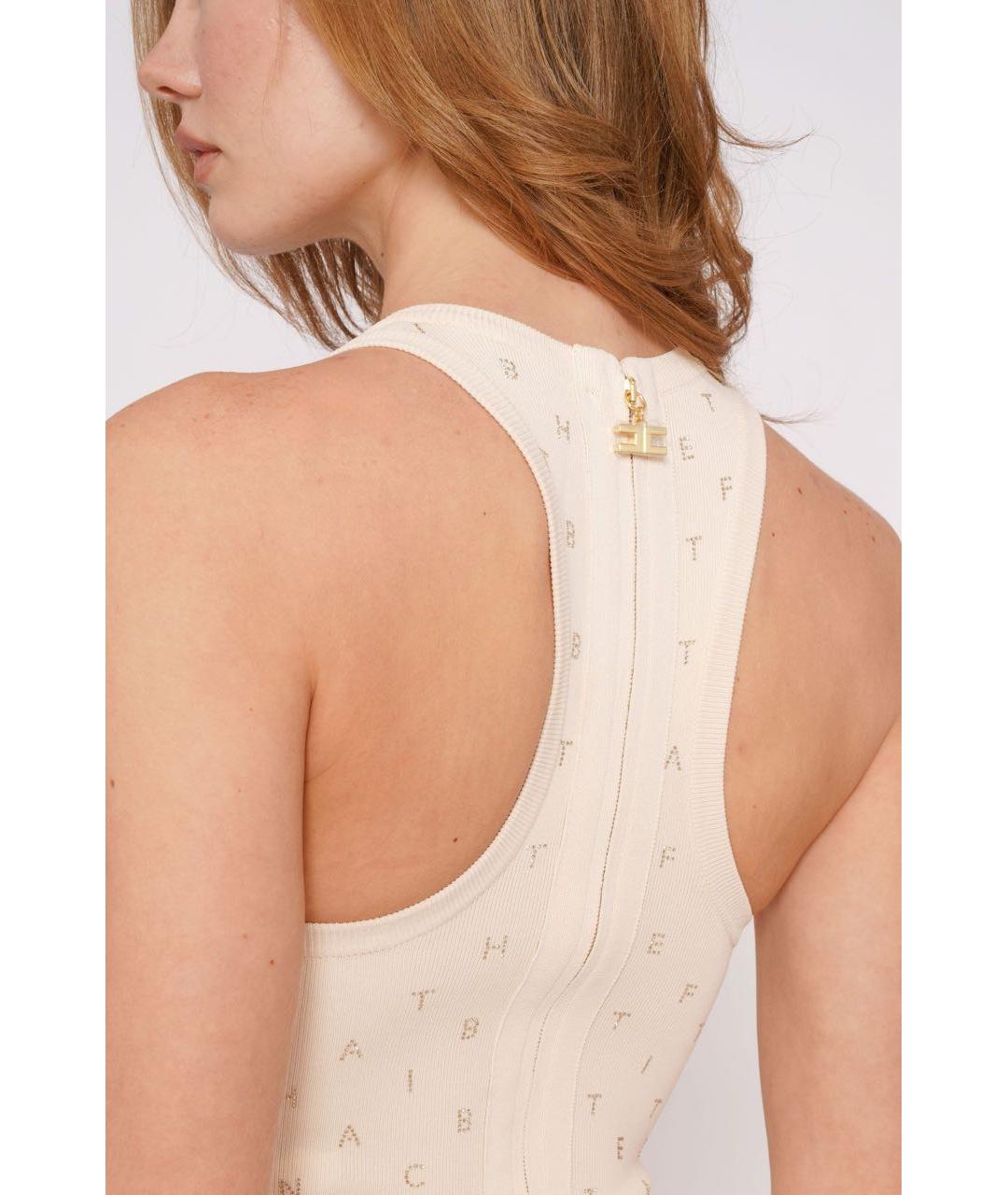 ELISABETTA FRANCHI Бежевое вискозное вечернее платье, фото 3