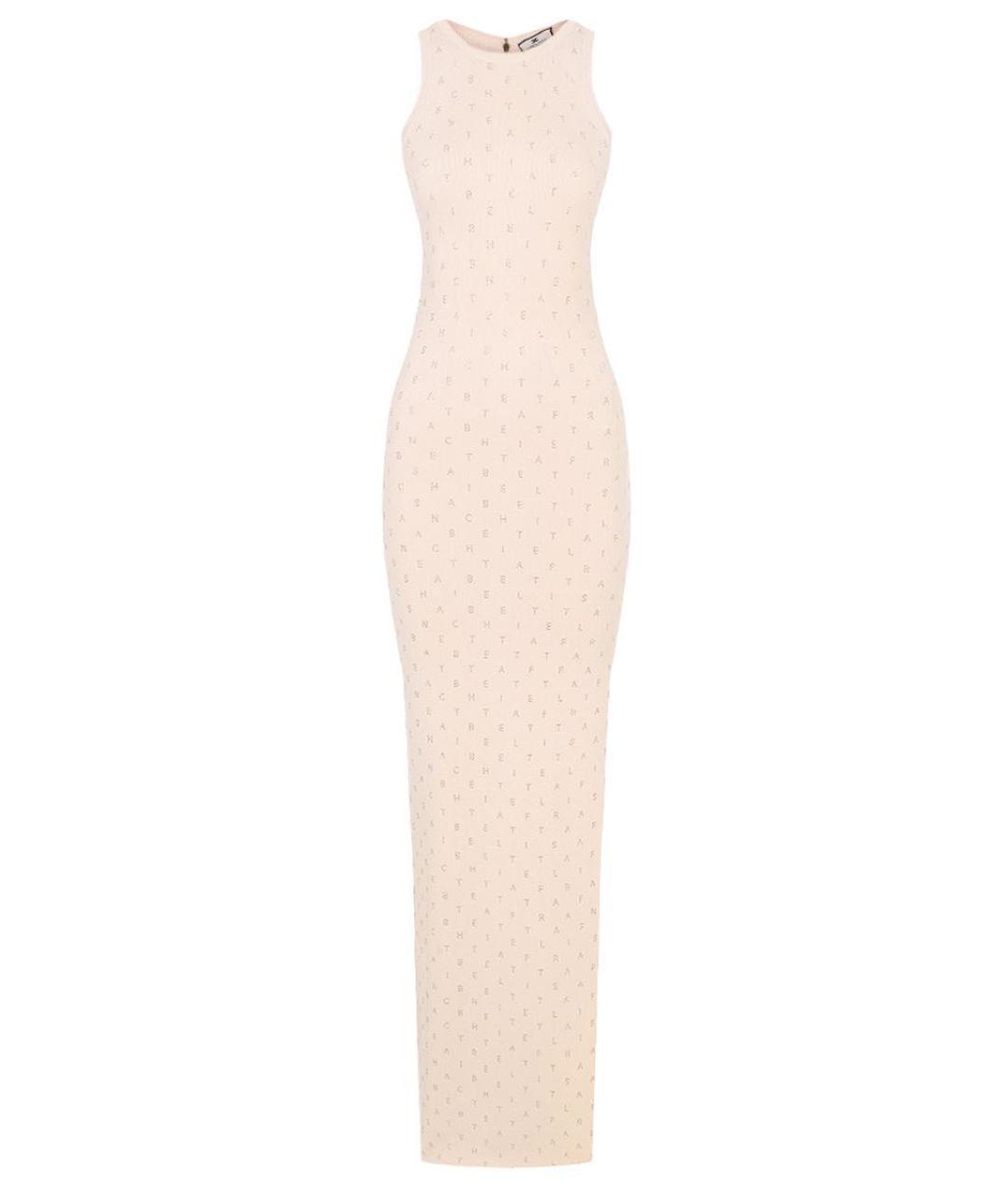 ELISABETTA FRANCHI Бежевое вискозное вечернее платье, фото 1