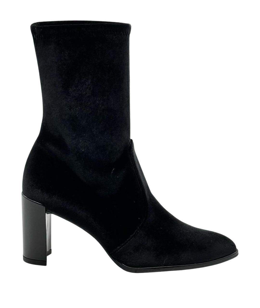 STUART WEITZMAN Черные бархатные полусапоги, фото 1