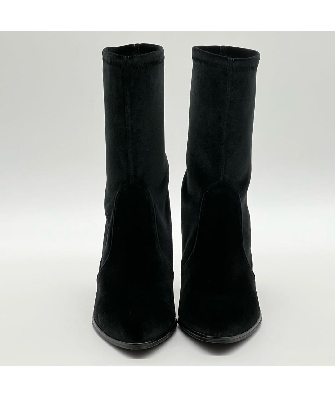 STUART WEITZMAN Черные бархатные полусапоги, фото 4