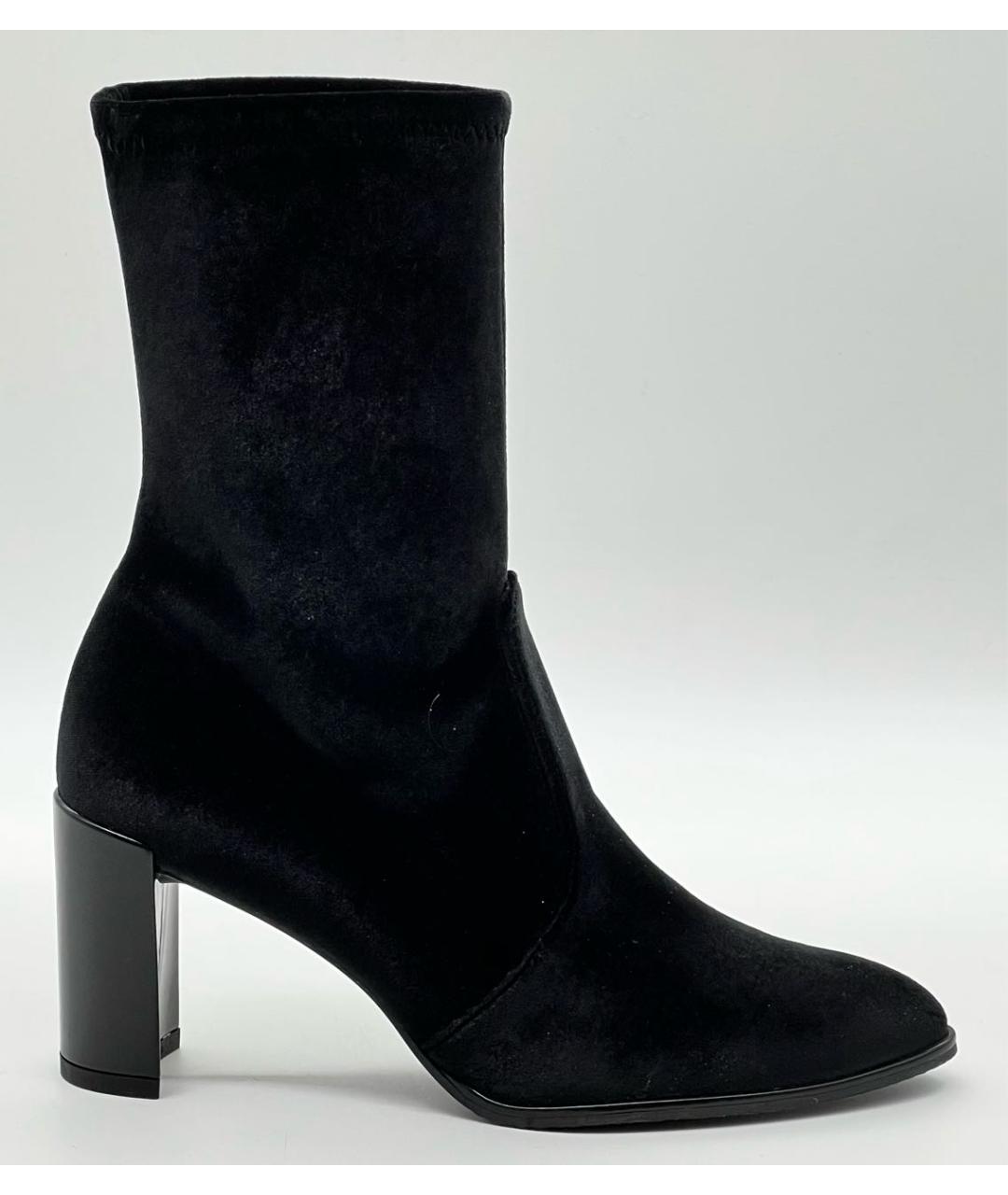 STUART WEITZMAN Черные бархатные полусапоги, фото 5