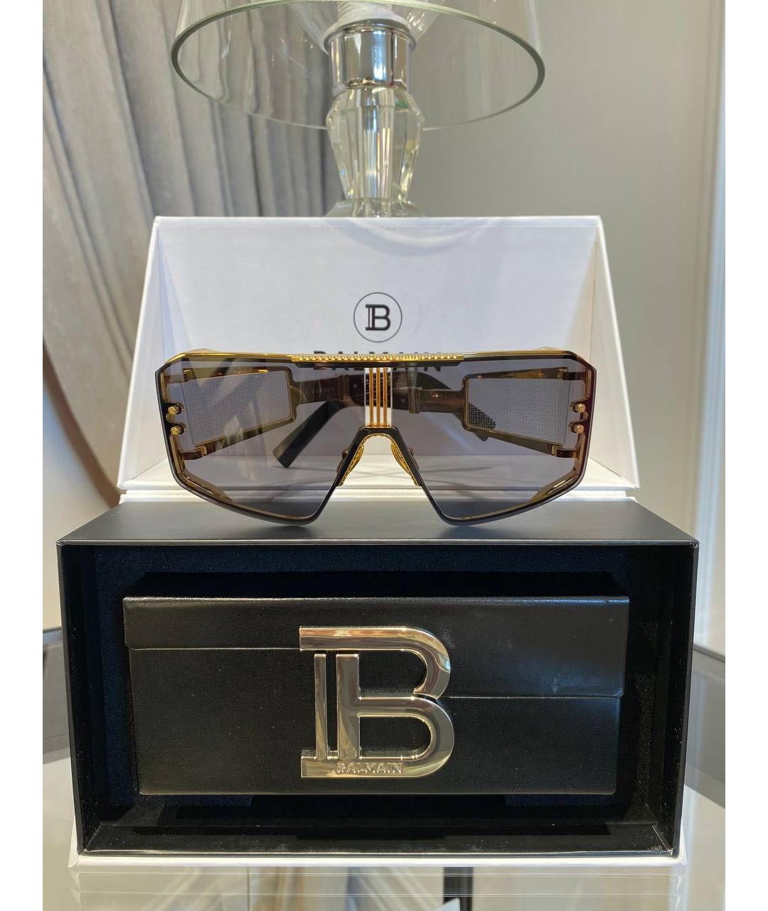 BALMAIN Золотые металлические солнцезащитные очки, фото 4