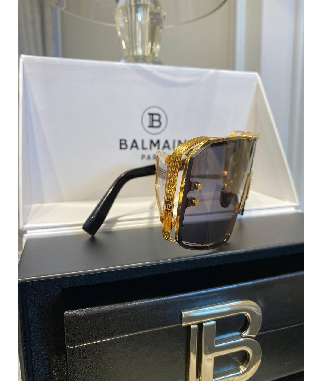 BALMAIN Золотые металлические солнцезащитные очки, фото 2