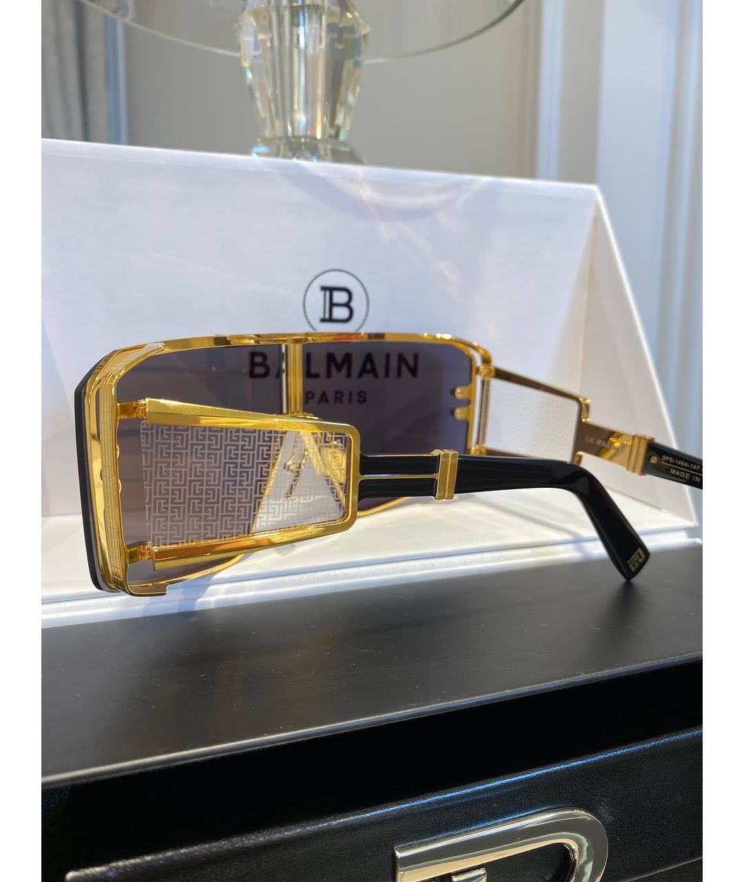 BALMAIN Золотые металлические солнцезащитные очки, фото 3