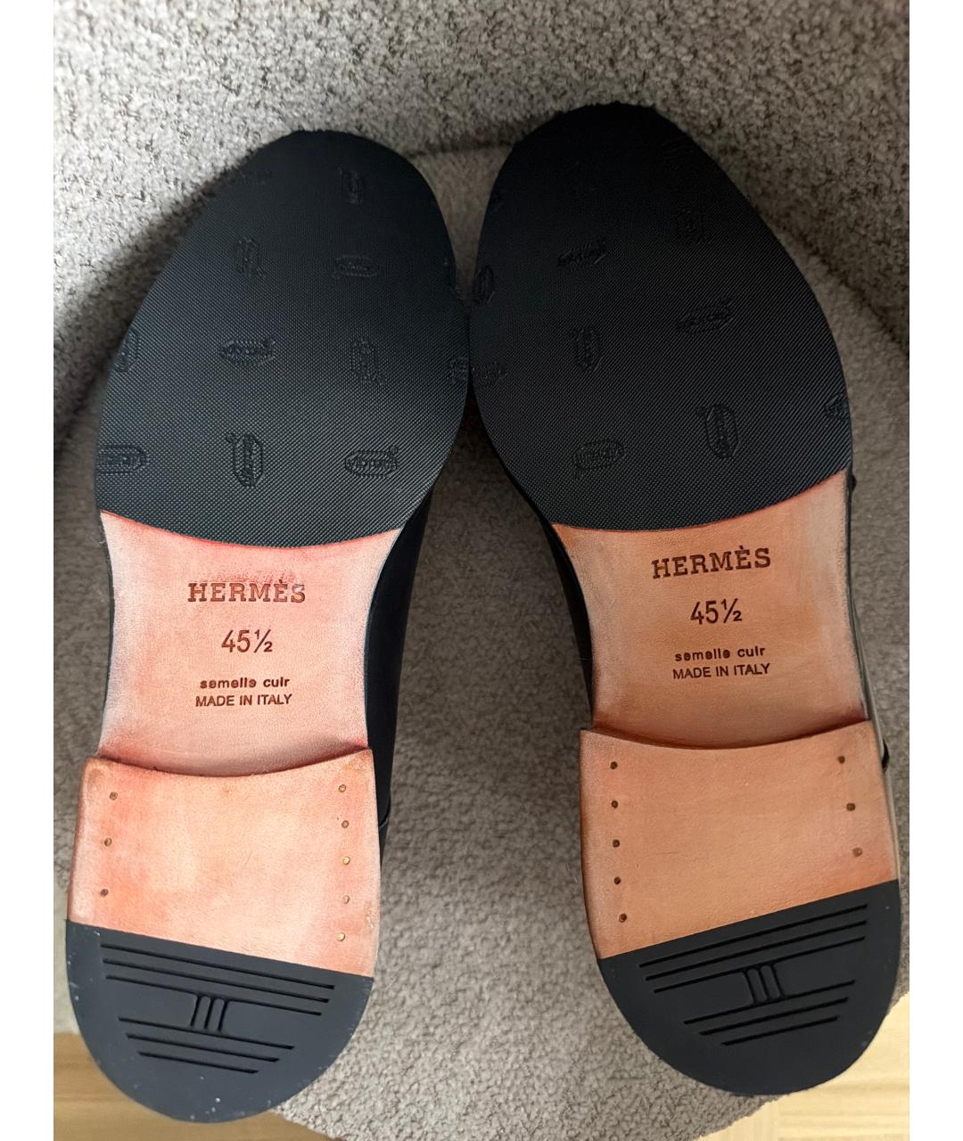 HERMES Черные кожаные туфли, фото 5