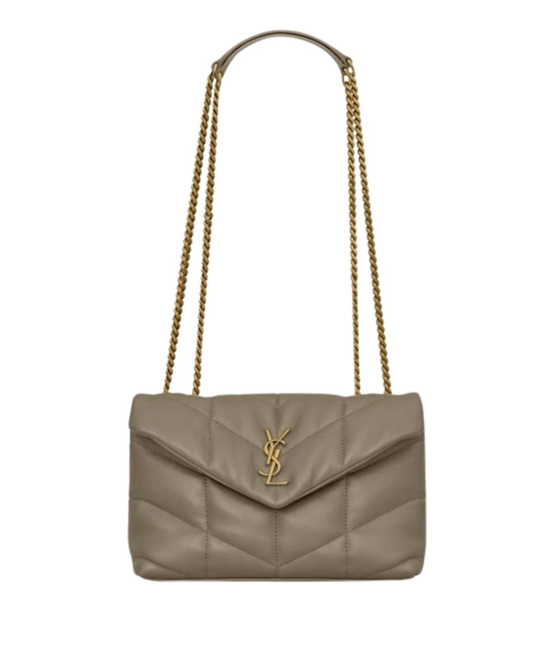 SAINT LAURENT Бежевая кожаная сумка через плечо, фото 1