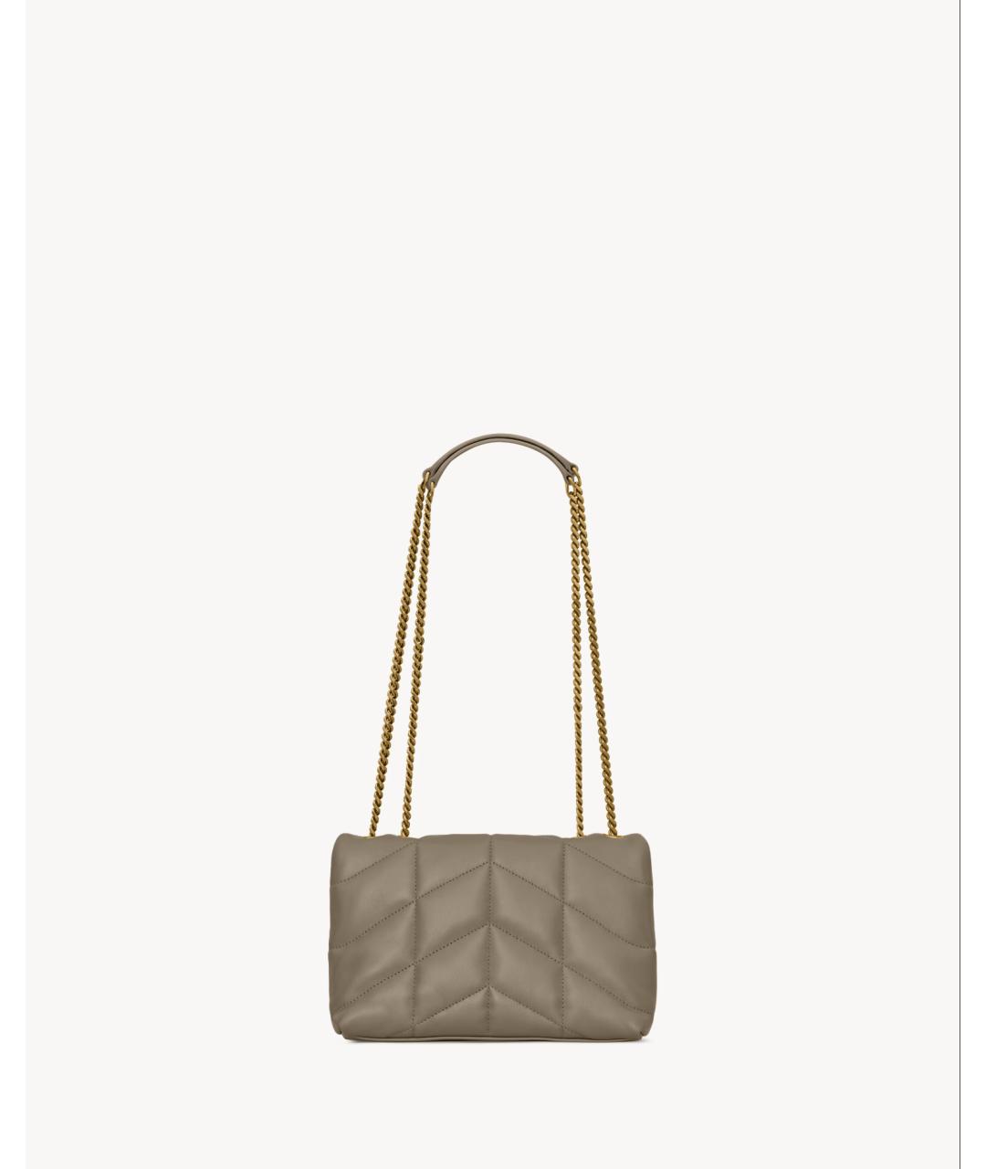 SAINT LAURENT Бежевая кожаная сумка через плечо, фото 3