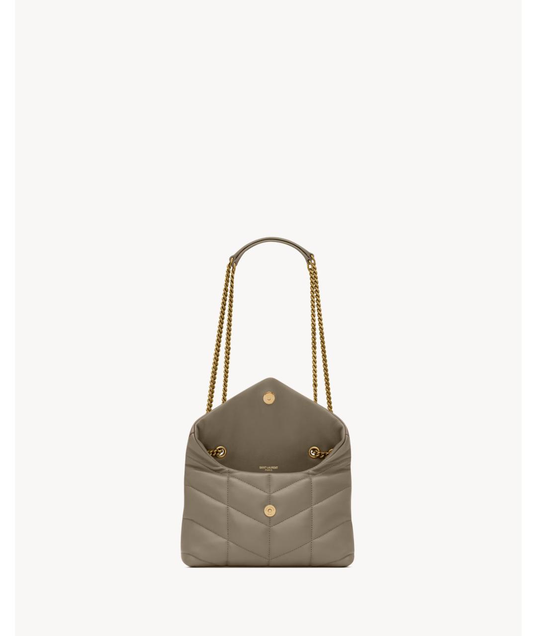 SAINT LAURENT Бежевая кожаная сумка через плечо, фото 5