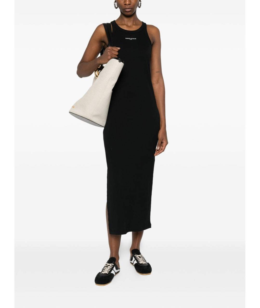 MAISON KITSUNE Черное хлопковое повседневное платье, фото 4