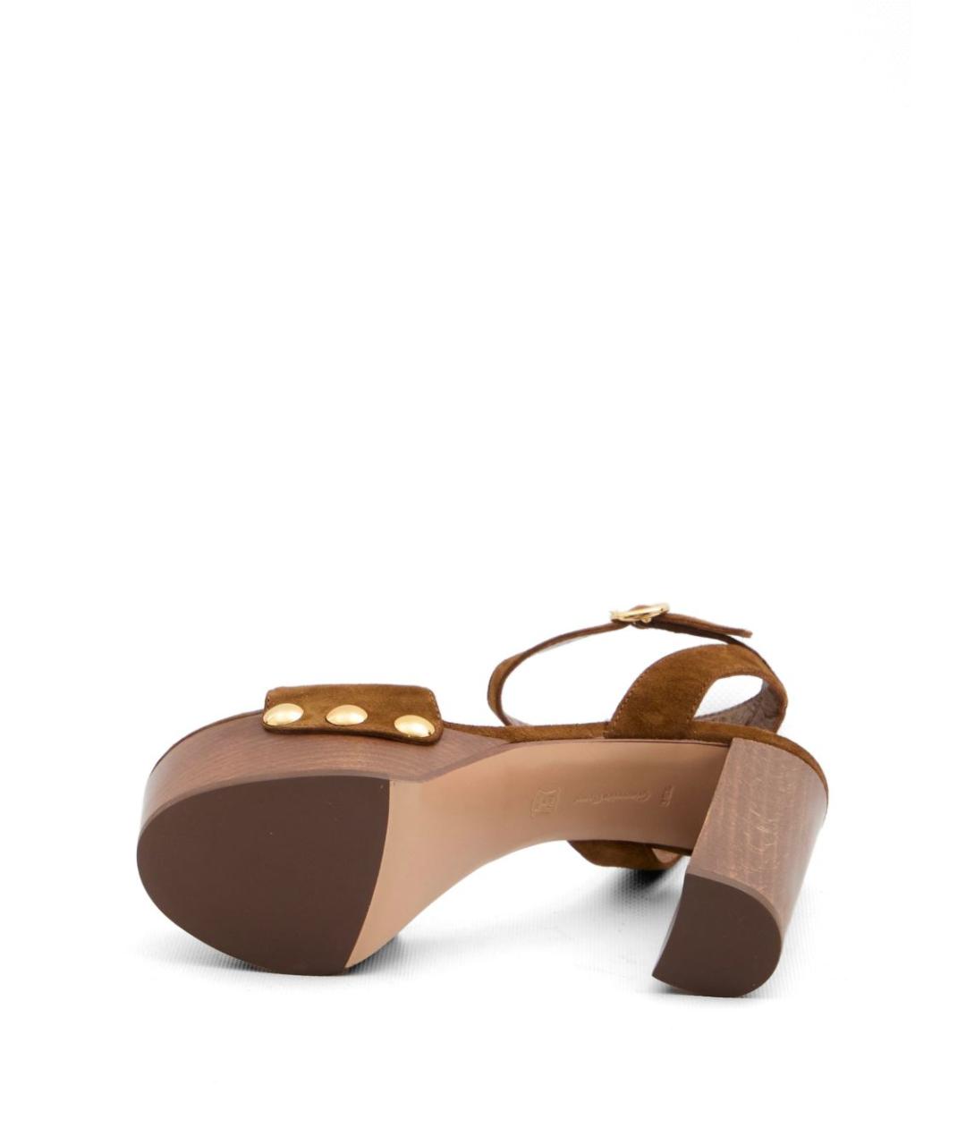 GIANVITO ROSSI Коричневые замшевые босоножки, фото 5