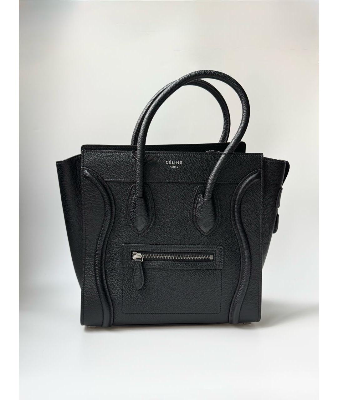 CELINE Черная кожаная сумка с короткими ручками, фото 9
