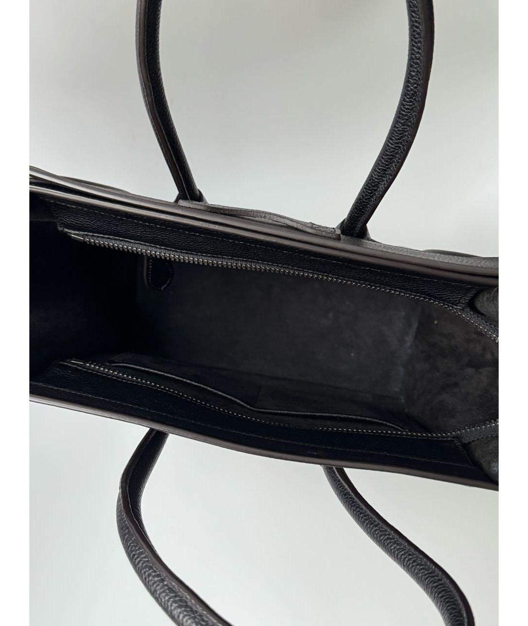 CELINE Черная кожаная сумка с короткими ручками, фото 4