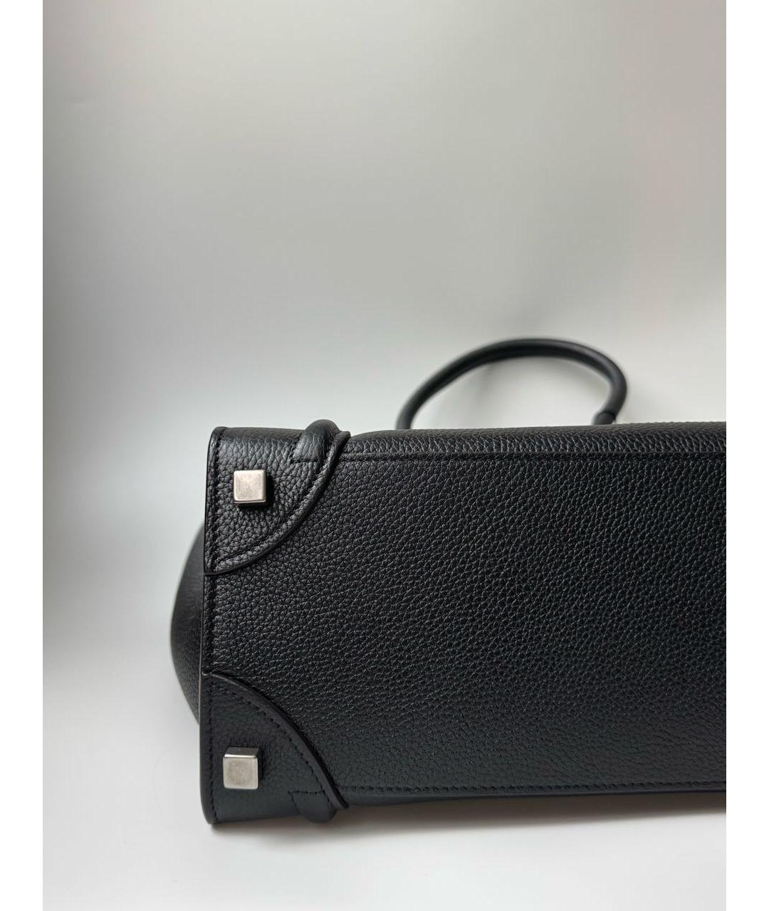 CELINE Черная кожаная сумка с короткими ручками, фото 8