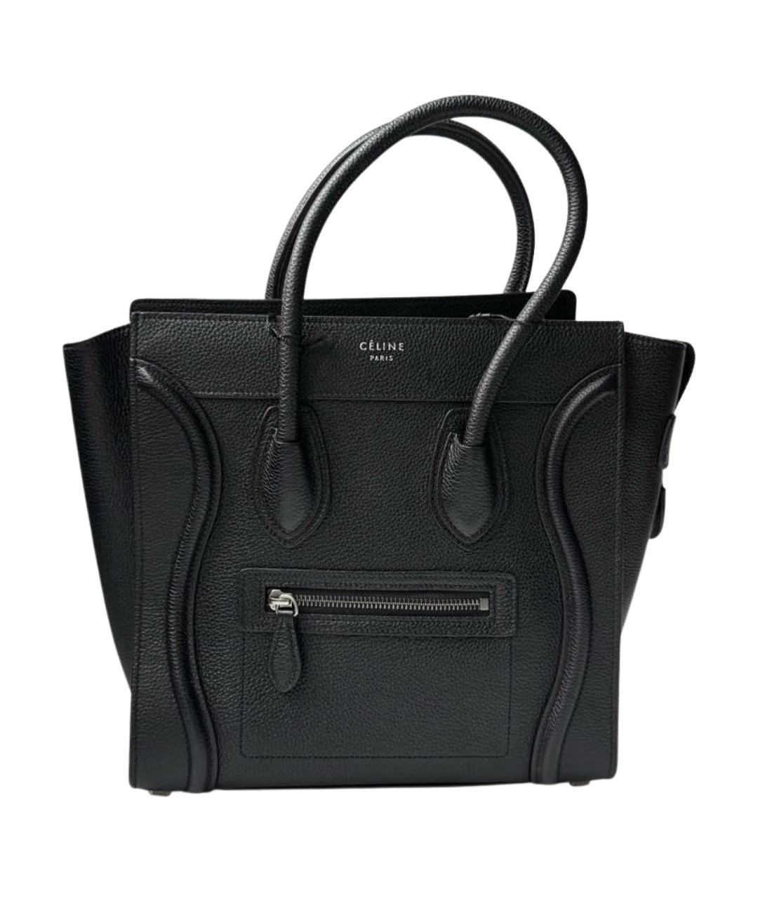 CELINE Черная кожаная сумка с короткими ручками, фото 1