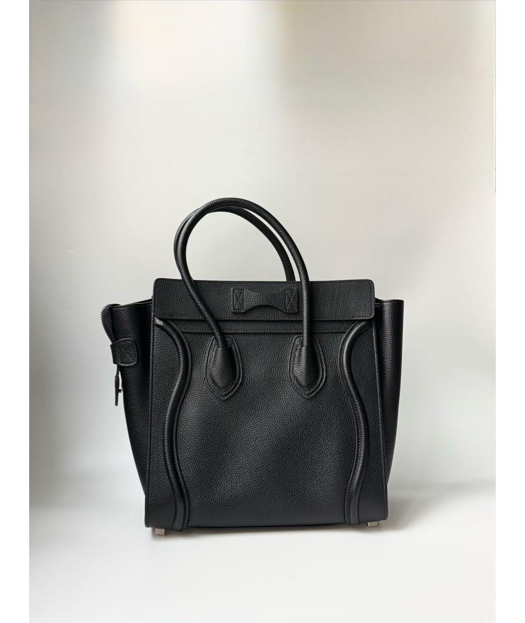 CELINE Черная кожаная сумка с короткими ручками, фото 3