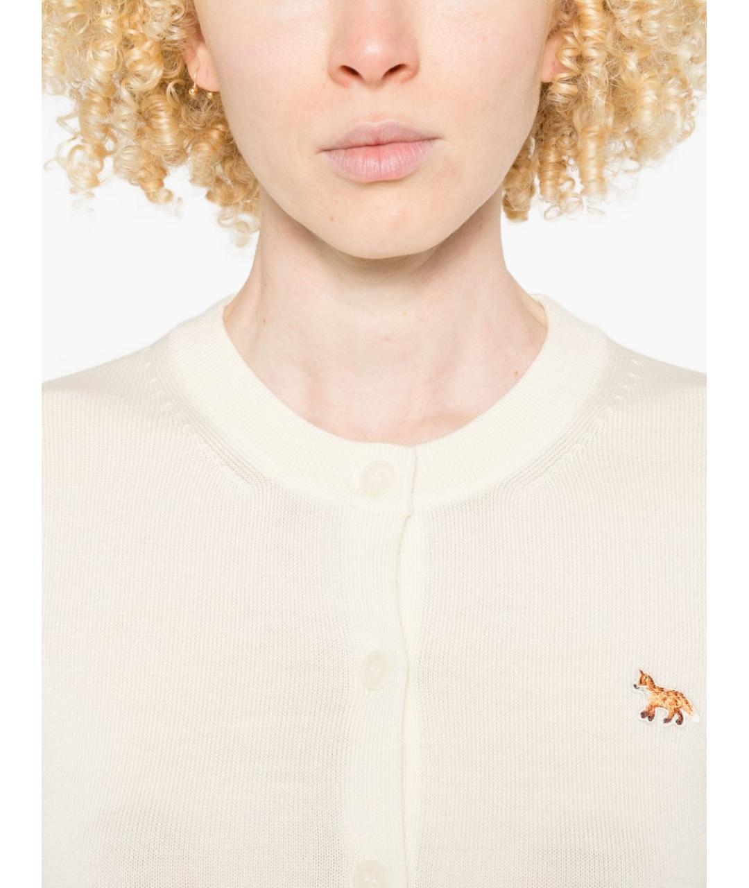 MAISON KITSUNE Бежевый шерстяной кардиган, фото 2